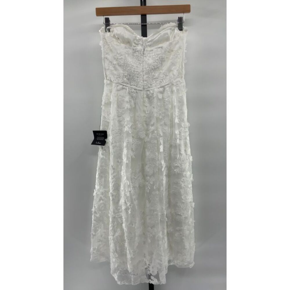Lulus Women Quite Perfect White Floral Embroidered Strapless Midi Dress Small - Picture 2 of 2